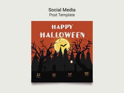 Happy Halloween Social media post template design. template