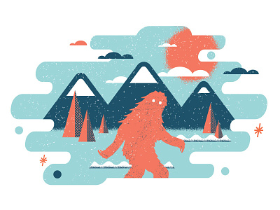Sasquatch in the wild illustration mountains sasquatch