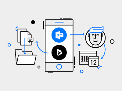 Microsoft Flow - buttons illustration business illustration microsoft mobile monoline office people