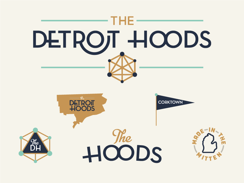 The Detroit Hoods branding flag michigan type retro detroit typrography