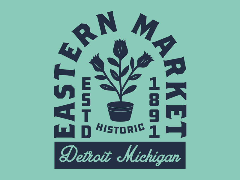 Eastern Market Detroit branding brand flowers vintage badge historic market detroit