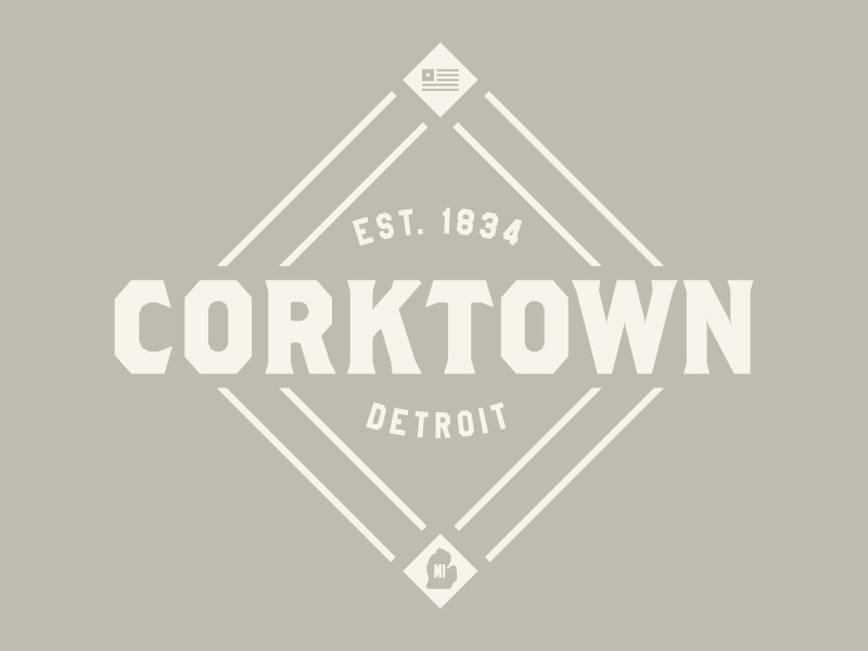 Corktown Detroit emblem baseball vintage corktown detroit brand logo badge