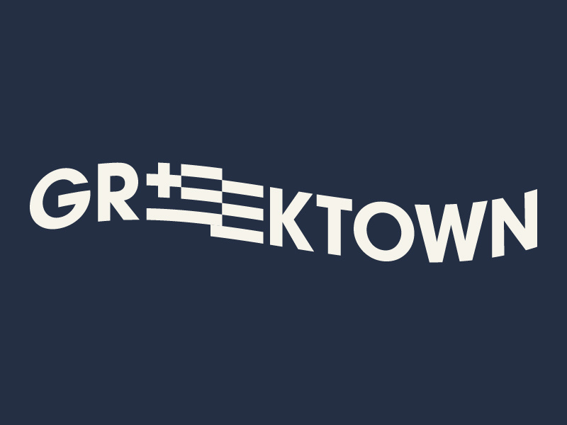 Greektown Detroit greek wordmark type identity detroi greektown badge logo