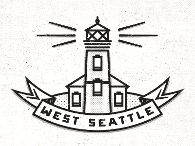 West Seattle Logo lighthouse logo ribbon seattle vintage