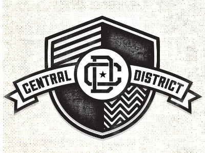 Central District logo monogram ribbon seattle shield vintage