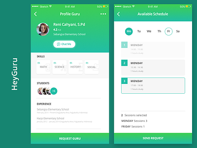 HeyGuru bright ios mobile schedule student teacher