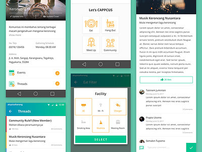 Redesign Cappcus App android app application community design material mobile ui