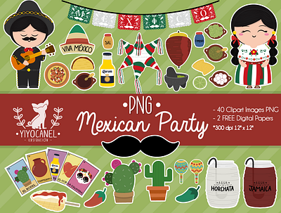 Mexican Party cinco de mayo design graphic design illustration logo mexican design mexican illustrations