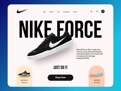 Nike Force Landing Page branding case study graphic design landing page nike shoes typography ui ux vector