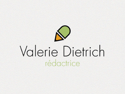 Logo Valerie Dietrich d graphic design green identity logo logo design logotype orange pen redactrice v