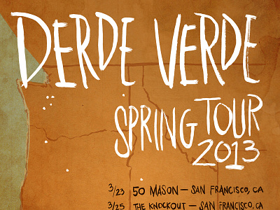 Derde Verde Tour Poster band derde verde lettering painted poster texture tour poster