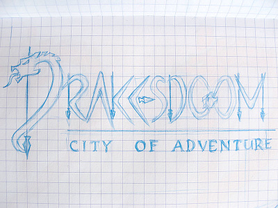 Drakesdoom: Logo Sketch blue pencil concept idea logo rpg sketch sketchbook