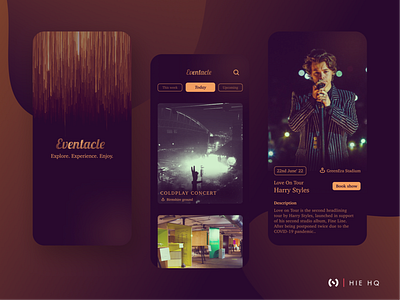 Eventacle - An event booking app app booking branding design entertainment event event app illustration interaction design logo product design ui ui design ux