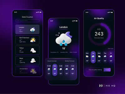 Weather app app branding design illustration interaction design logo product design ui ui design ux weather weather app