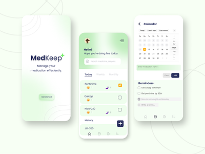 MedKeep - A medication manager app branding design heath heathcare illustration interaction design logo manager medical medicine product design tracker ui ui design ux