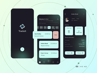 TracksIt - An appointment management app for doctors app appointment branding design doctor health healthcare illustration interaction design logo management product design tracking ui ui design ux