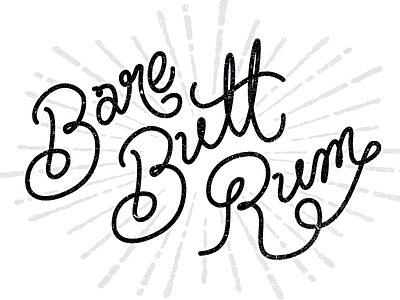 Bare Butt Rum calligraphy hand-drawn logo texture typography