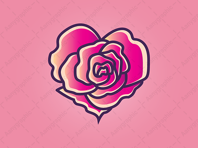 Heart Shaped Rose beauty brand branding flower garden heart logo nature pink rose vector
