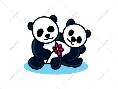 Panda Hug logo animal cute huge love panda pet