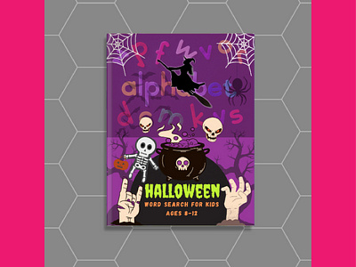 Halloween Word Search For Kids Ages 8-12 awesome fun book book design brain game puzzle branding design funny brain game graphic design halloween halloween gift illustration kids kids ages 8 large print word search puzzle book word search for kids word search puzzle