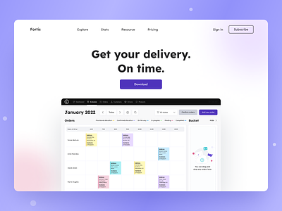 Fortis - Landing page delivery gradient landing page orders saas schedule