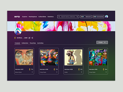 NFT Creator Profile Page dashboarddesign design nft ui web 3 design web design