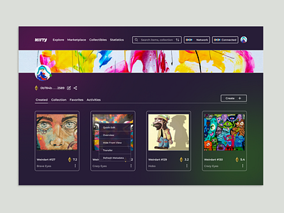 NFT Creator Page (Option Modal) dashboarddesign design nft nft design ui web 3 design web design