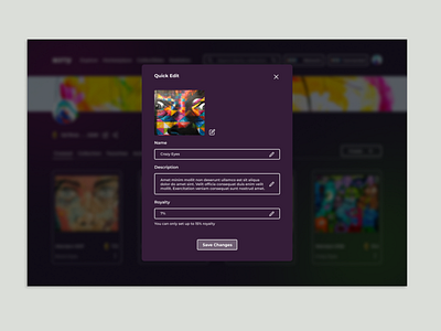 NFT (Edit Modal) dashboarddesign design nft nft design ui web 3 web 3 design web design website design