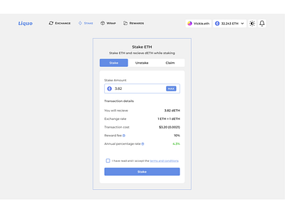 Liquid ETH 2.0 staking dApp blockchain design staking app web app design web3 web3 design