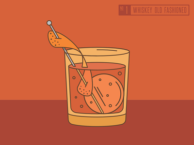 Cocktail Illustration - 1 of 12 - Whiskey Old Fashion design graphic design illustration