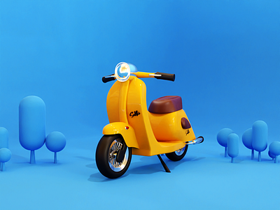 Scooter - Yellove 3d 3d art blender 3d design illustration sakthi scooter yellow scooter