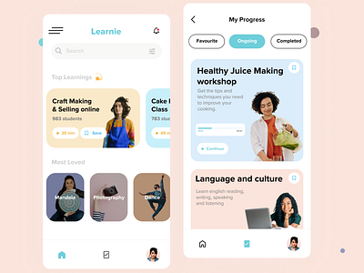 Learnie App Concept UI app concept dailyui design learnie mobile study app ui uiux ux