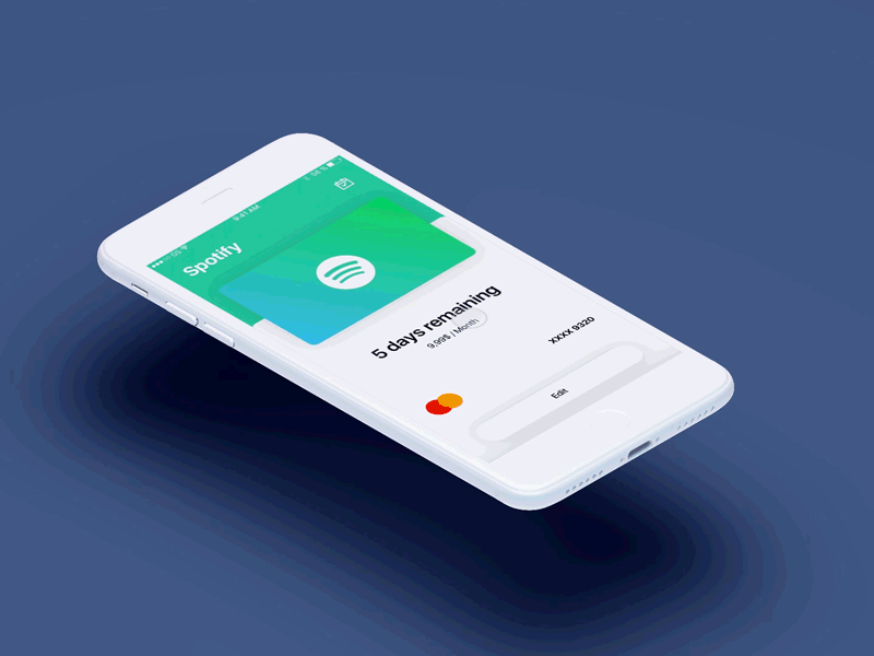 Subscription Management card iphone mastercard payment spotify subscription tickets ui ux