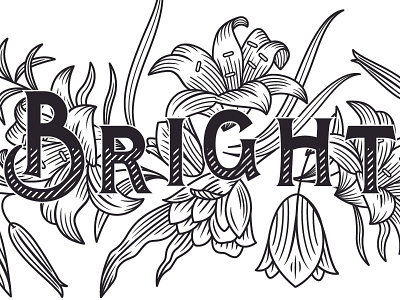 Bright-eyed! flowers illustration lettering