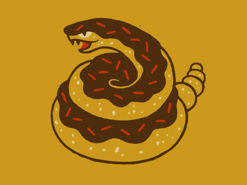 Donut Tread on Me donuts illustration lettering snakes