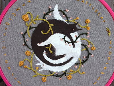 Kitty Kats embroidery illustration tiny letters