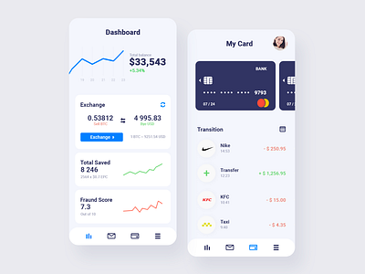 Bank Dashboard Design app bank banking card dashboard finance graphic interface money money app statistic transfer ui ux