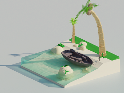 tropical island 3d graphic design