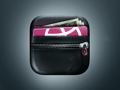 Wallet App Icon app dribbble icon illustration iphone leather money wallet zipper