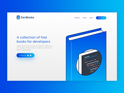 Dev Books app code dev icon landing page website
