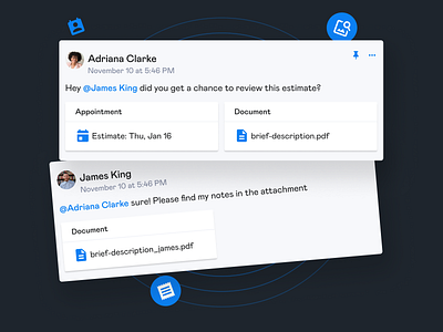 Job Notes attachment chat clean clean ui conversation dark design icons interaction interface message pin typography ui