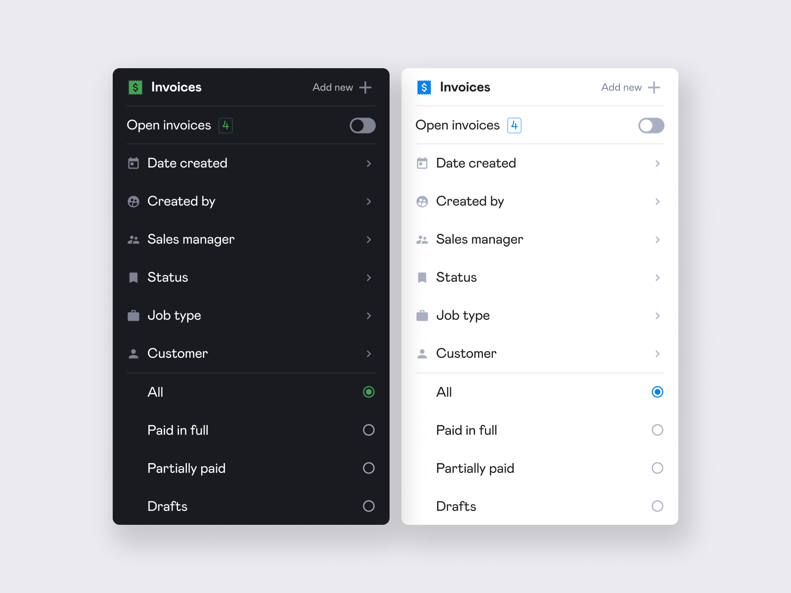 Filters widget by 🇺🇦 Alex Nikiforov on Dribbble