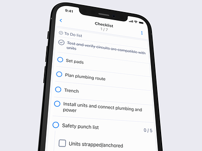 Simple checklist screen