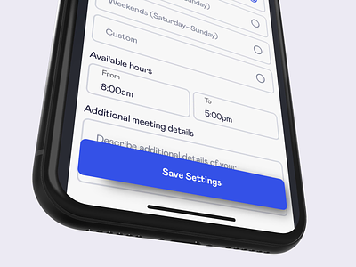 Meeting scheduler agenda app calendly design form form field interface ios iphone meeting mockup rotato schedule ui