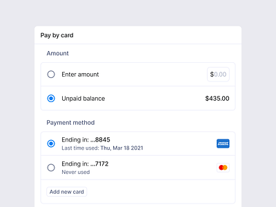 Pay by card amount app balance card checkout clean credit card form interface management payment payment form payments ui