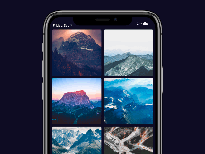 Mountains animation app dark gif art interface ios iphone ui ux