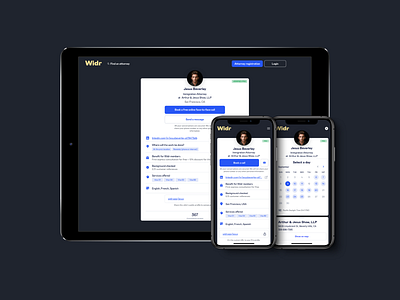 Widr Things appointment calendar dark interface ipad iphone items law legal logo profile sketch tags typography ux