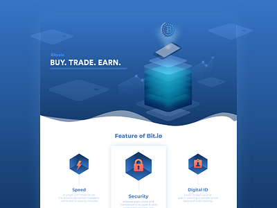 cryptocurrency website homepage bitcoin blue crypto desktop gradient icon illustration isometric landing page ui web