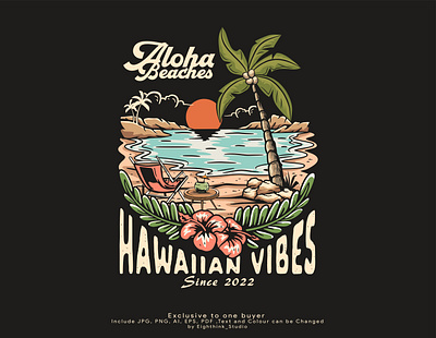 Hawaiian Illustration design apparel design artist artwork beach branding design graphic design hawai illustration logo nature retro design surfing vector vintage design