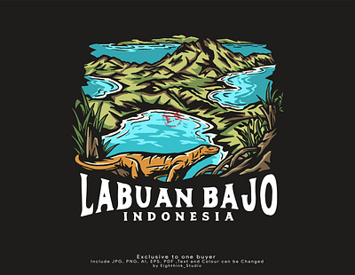 Illustration Outdoor Travel Indonesia Labuan Bajo art artwork design digital art graphic design illustration indonesia logo outdoor tshirt design vector vintage design